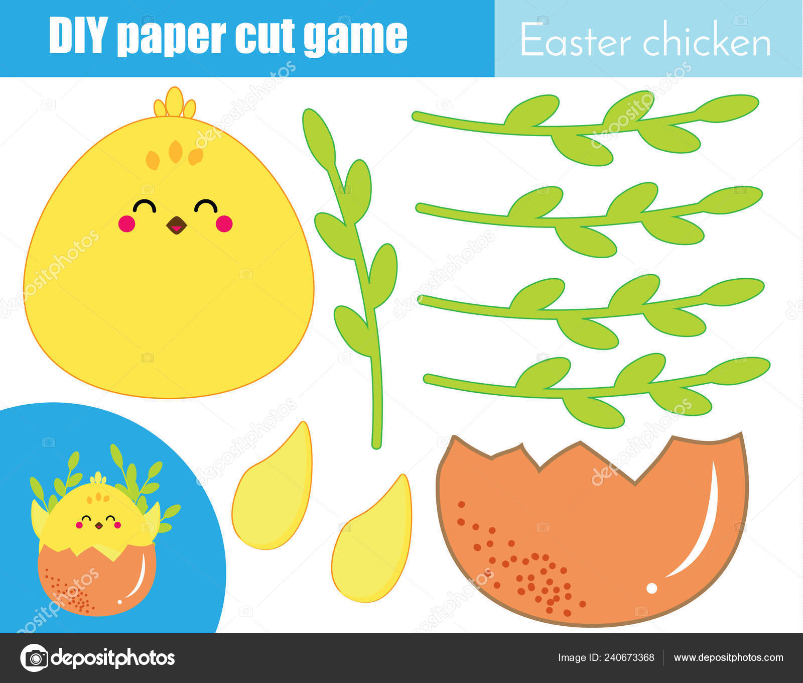 Jogo de papel educativo para crianças ovo de páscoa use tesoura e