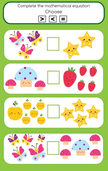 Mathématiques Jeu Éducatif Pour Les Enfants Apprendre Comptage Algèbre Activité — Image vectorielle