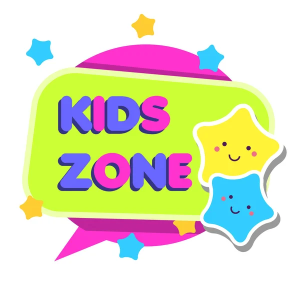 Banner Zona Infantil Etiqueta Colorida Com Adesivos Bonitos Estrelas Kawaii —  Vetores de Stock