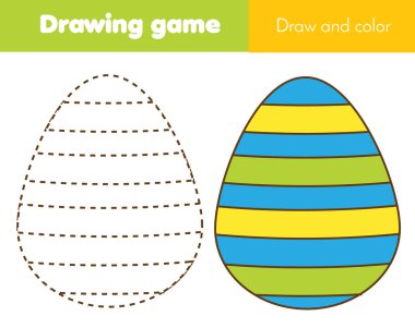 Resim çocuk eğitim oyunu tamamlayın. Çizgileri ve kopya renkleri izleme. El yazısı ve çizim uygulama. Paskalya Tema Tema etkinlik küçük bebekler, çocuklar için.