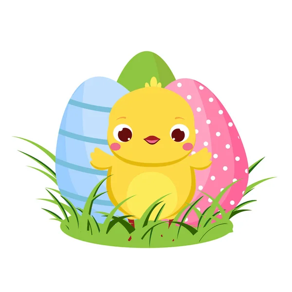 Bonita Gallina Huevos Pascua Dibujos Animados Divertido Polluelo Para Diseño — Vector de stock