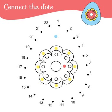 Noktaları Birleştir. Çocuk eğitim oyunu. Nokta nokta numaraları için çocuklar ve yeni yürümeye başlayan çocuklar eğlenceli tarafından için. Renkli Paskalya yortusu yumurta