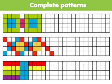 Soyut geometrik desenlerle boyama sayfası. Çocuklar için eğitici bir oyun. Küçük bebekler ve çocuklar için yazdırılabilir etkinliği, tam bir resim çizim
