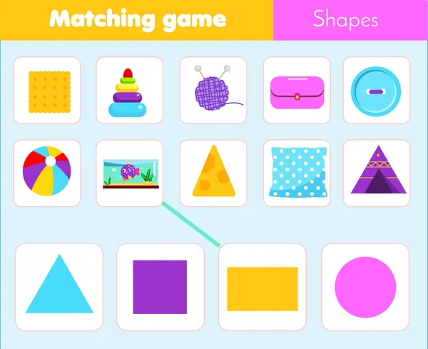 Pedagogiska Barn Spel Matchande Spel Kalkylblad För Barn Matcha Efter — Stock vektor