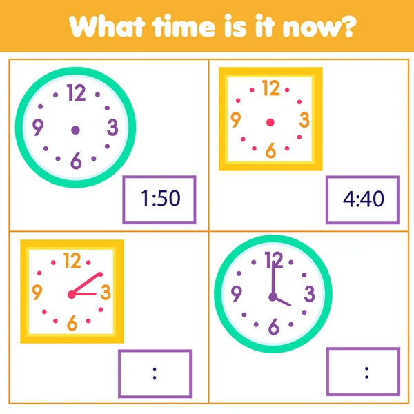 Образовательная Игра Чилкрена Время Часах Часы Минуты Обучения Преподавательский Материал — стоковый вектор