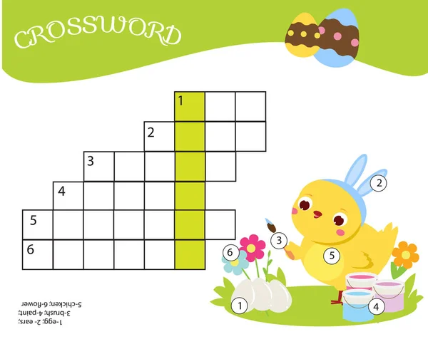 儿童教育游戏 复活节纵横字谜为孩子和幼儿 学习词汇 — 图库矢量图片