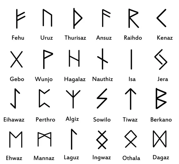Des Runes Classiques Icônes Alphabet Runique Celtique Symboles Anciens Scandinaves — Image vectorielle