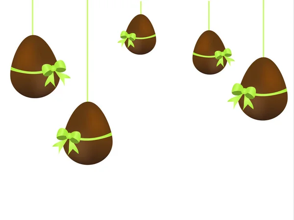 Easter design. hanging chocolate eggs isolated on white background — Stock Vector
