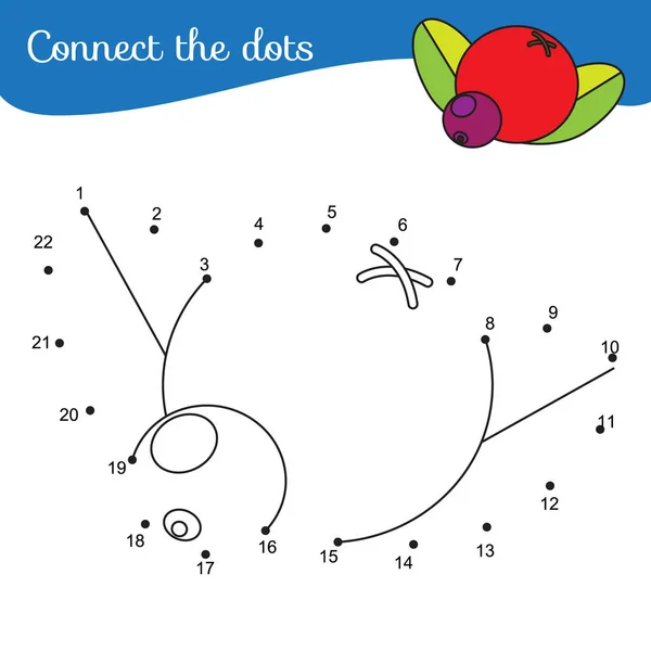 Conecta los puntos. Dot to dot by numbers actividad para niños y niños pequeños. Juego educativo para niños. Bayas — Vector de stock