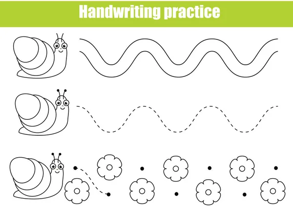 Hoja de práctica de escritura preescolar. Juego de niños educacionales. Hoja de trabajo imprimible para niños y niños pequeños. líneas onduladas — Archivo Imágenes Vectoriales