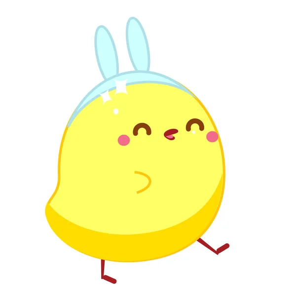 Lindo pollo al estilo kawaii. Niña con traje de liebre de conejo. Personaje de Pascua de dibujos animados — Archivo Imágenes Vectoriales