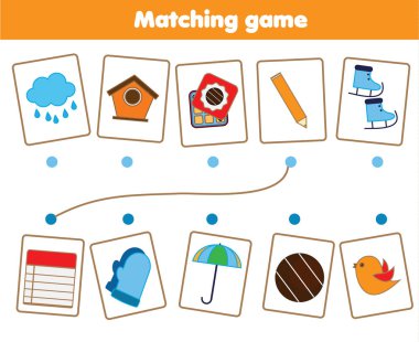 Eşleşen çocuklar eğitim oyunu. Nesnelerin parçalarını eşleştirin. Mantık testi. Çocuklar ve küçük çocuklar için aktivite.