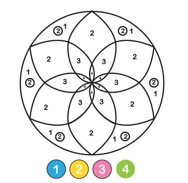 Розмальовка сторінка. Кольорове зображення за номерами для малюків та дітей. Освітня гра для дітей. Абстрактний орнамент — стоковий вектор
