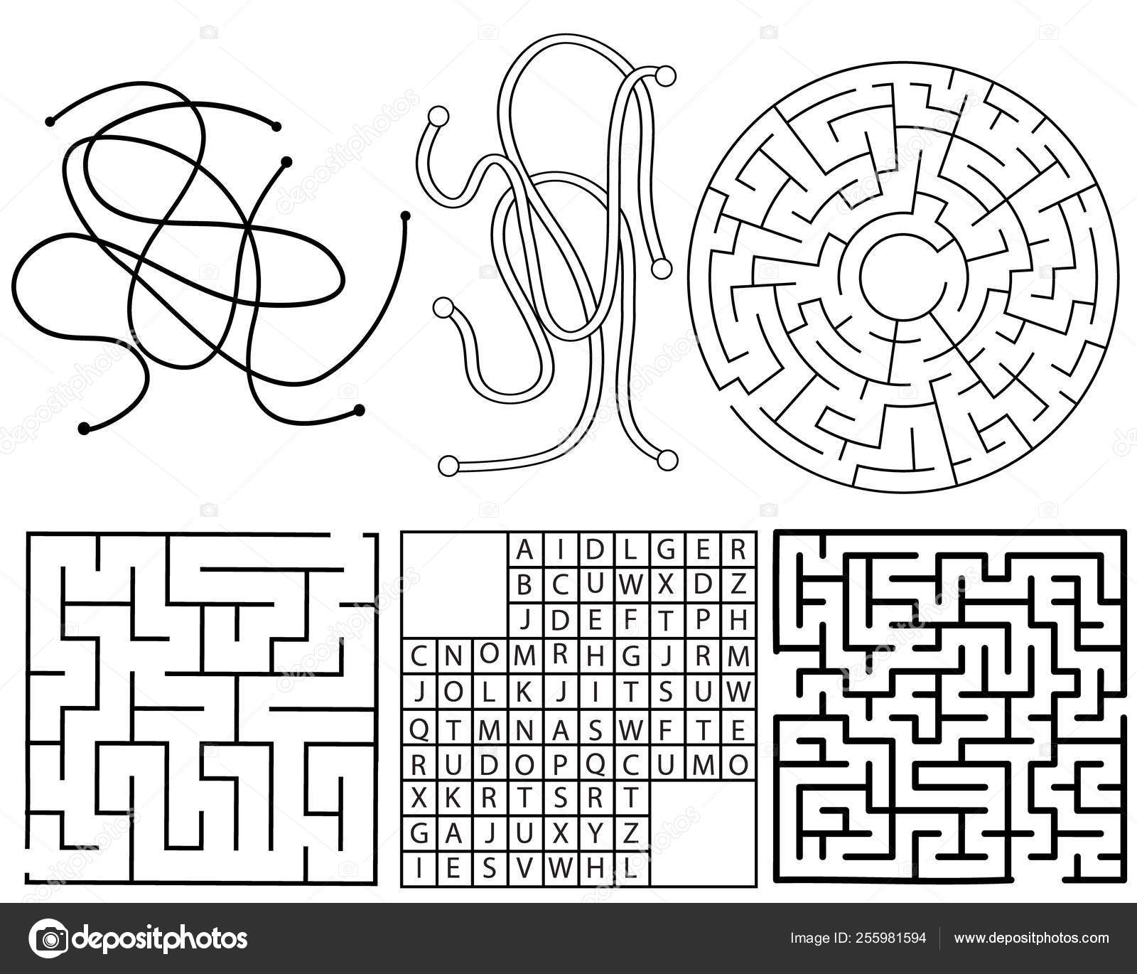 Educação jogos para crianças círculo Labirinto desenhar linha
