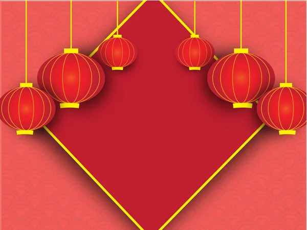 Fond chinois avec des lanternes rouges — Image vectorielle