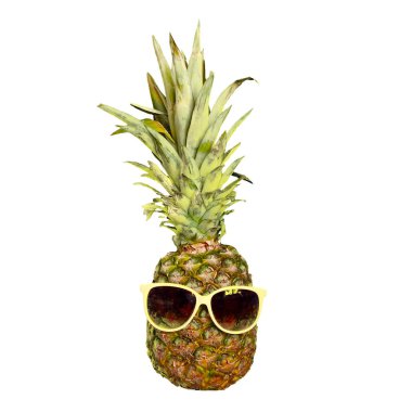 Beyaz izole güneş gözlüğü Komik Ananas meyve