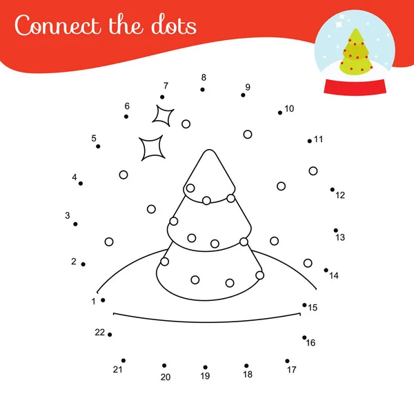 Connect the dots. Dot to dot by numbers activity for kids and toddlers. Children educational game. New year snowball — Stock Vector