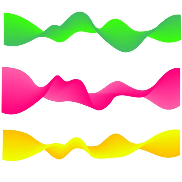 Neonová vlna. přechody abstraktních tvarů izolovaných na bílo. Zelené, růžové a žluté zářivé tekuté barvy. Sada vektorů — Stockový vektor