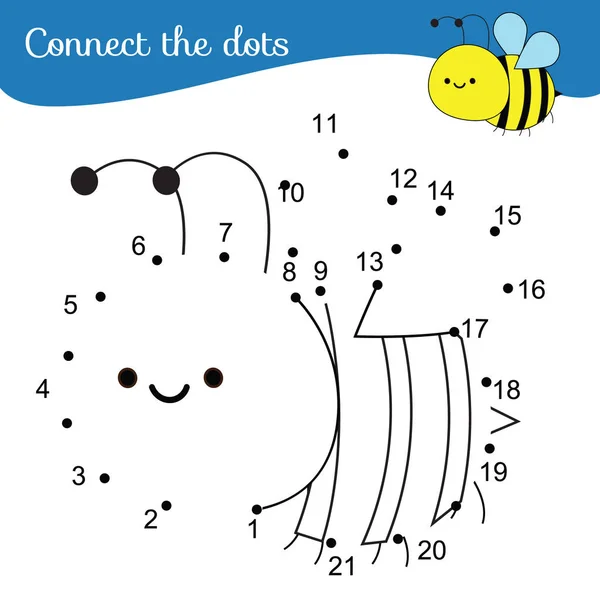 Connect the dots. Dot to dot by numbers activity for kids and toddlers. Children educational game. Cartoon bee Royaltyfria illustrationer