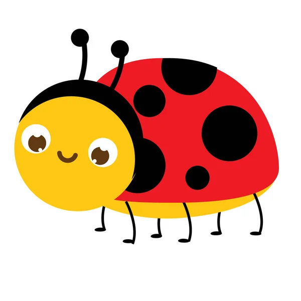 Ladybug desenhos animados. Bonito personagem de inseto ladybird. Ilustração do eleitor — Vetor de Stock