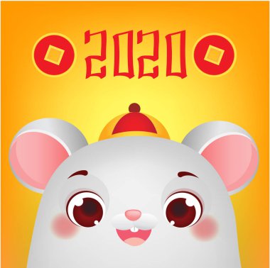 2020 yıllık sıçan. Şirin, mutlu fare çizgi filmiyle Çin yeni yıl afişi