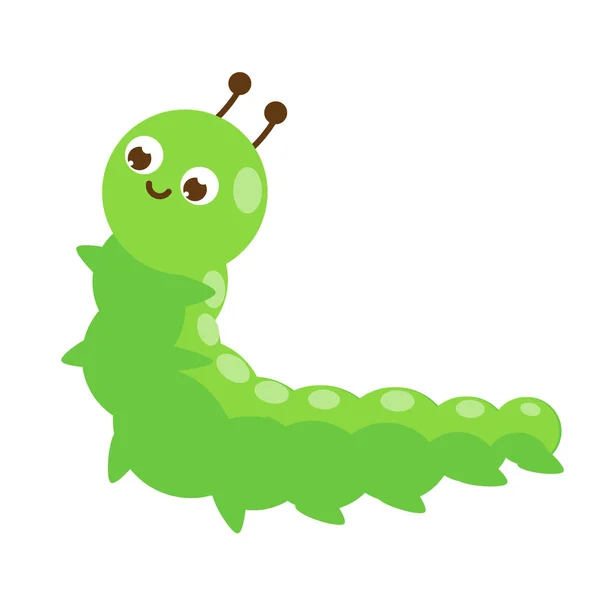 Tecknad Caterpillar. Söt insekt karaktär. Vektor illustration — Stock vektor