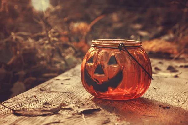 Halloween sütőtök gyertya puha őszi háttér — Stock Fotó