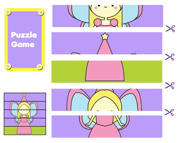 Cute Fairy Puzzle Toddlers Match Pieces Complete Picture Educational Children — 스톡 벡터