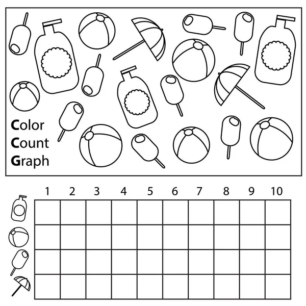 计数和图表 教育儿童游戏 供儿童和幼儿使用的可打印工作表 — 图库矢量图片