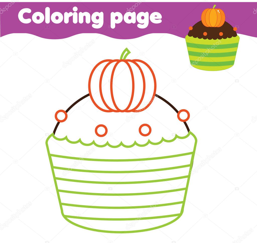 Halloween Candy Cupcake Coloring Page Printable Activity Children Educational Game For Halloween Premium Vector In Adobe Illustrator Ai Ai Format Encapsulated Postscript Eps Eps Format