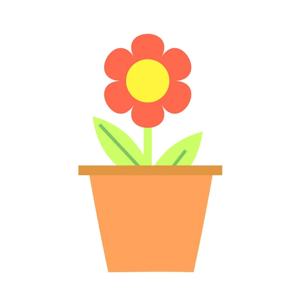 Flor Roja Maceta Icono Vector Simple Ilustración Para Niños Edad — Vector de stock