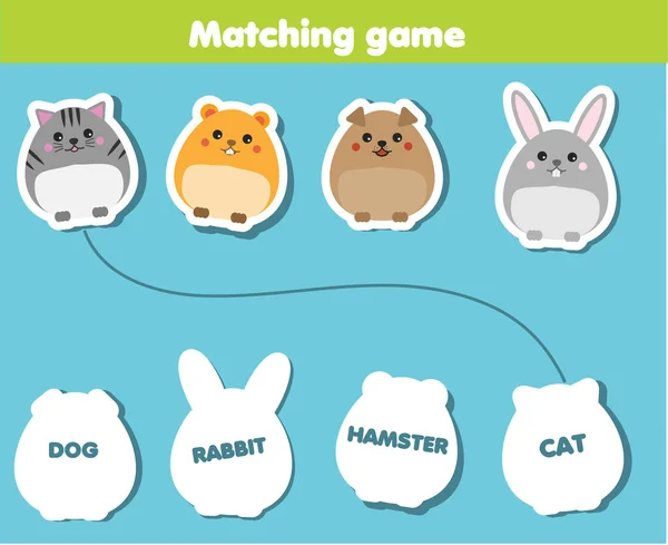 Slovo Puzzle Učení Zvířat Hra Vzdělávací Hra Pro Děti Odpovídající — Stockový vektor