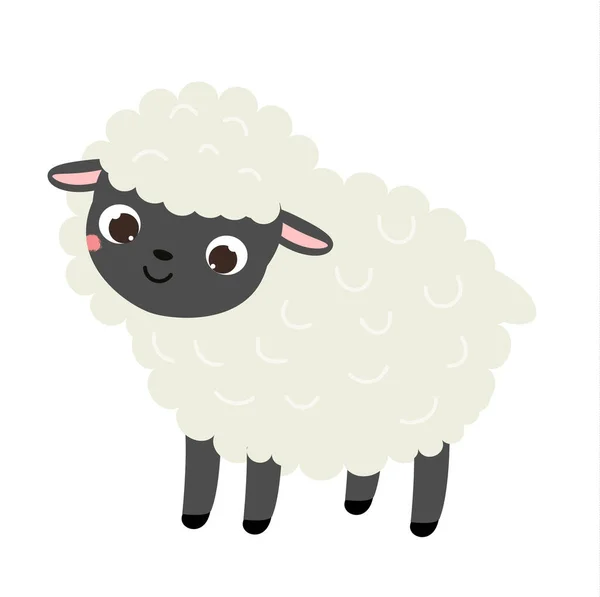 Cartoon Sheep Cute Farm Animal Character Vector Clip Art — Stock Vector