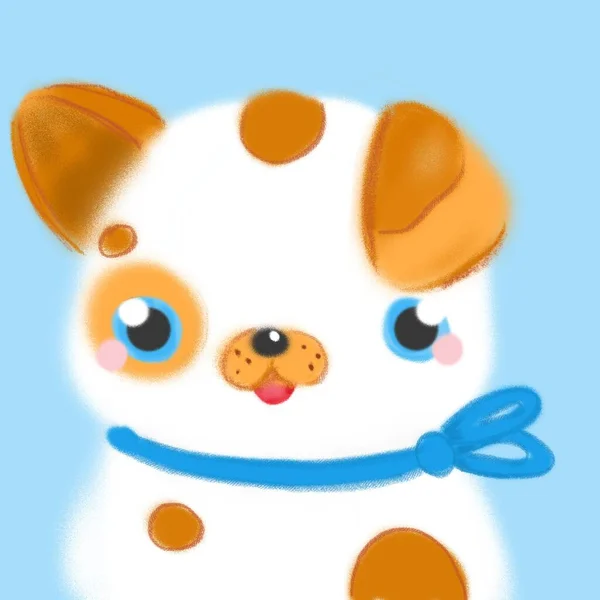 Cartoon Niedlicher Hund Kleines Flauschiges Welpenkartendesign Süßes Baby Tierischen Charakter — Stockfoto
