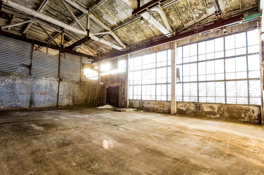 abandoned empty room in an old factory