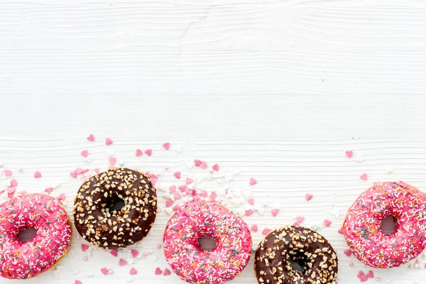 Top view of colorful glazed donut swith sprinkles, copy space — Stock Photo, Image