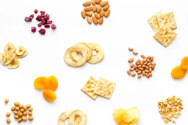 Pattern of nuts and snacks collection top view