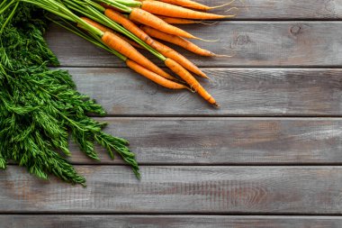 Havuç hasadı. Metin için yeşil üstten görünüm alanı olan sebzeler