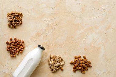 Vejetaryen alternatif fındık sütü. Görünümün üstünde