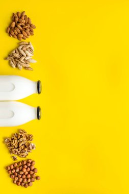 Vejetaryen alternatif fındık sütü. Görünümün üstünde