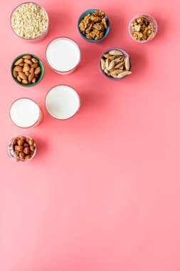 Vejetaryen alternatif fındık sütü. Görünümün üstünde