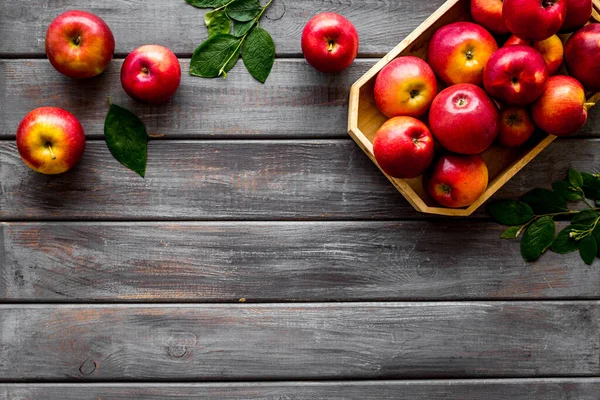 Layout de maçãs vermelhas frescas. Vista superior, espaço de cópia — Fotografia de Stock