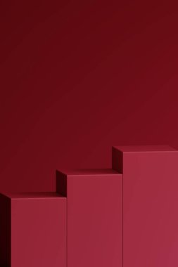 Üç kırmızı bloklu bir minimalist, göz alıcı tasarım... 