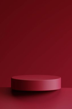 Monokromatik bir ortamda minimalist bir podyum. 