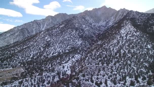 Basen Whitney Antenn Skott Sierra Nevada Bergen Vinter Snö Vänster — Stockvideo