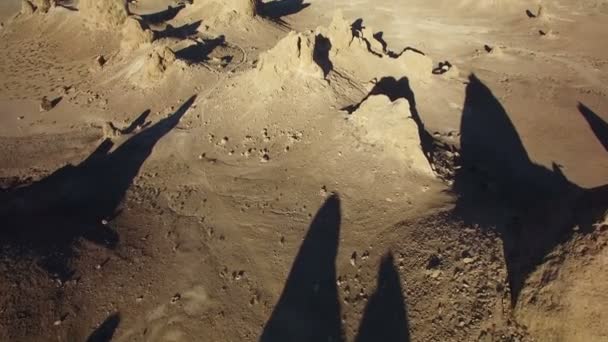 Trona Pinnacles Rock Spires Silhouettes Mojave Desert Death Valley California — Stock video