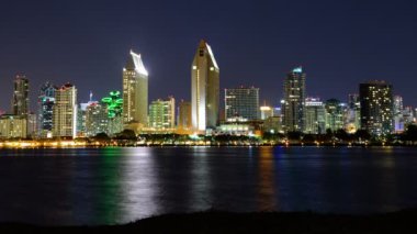 Coronado Plajı 'ndan San Diego Gece Skyline California' ya