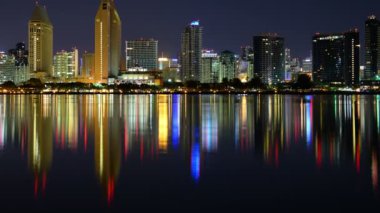 Coronado Körfezi 'ndeki San Diego Gece Ufku Yansımaları ABD Zaman Hızı Hızlandırması