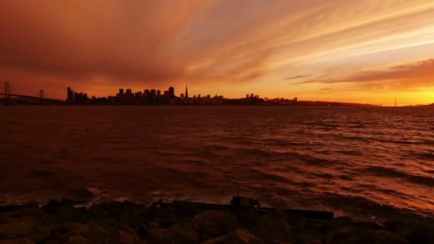 San Francisco Sunset Dolly Skyline Och Ocean Från Treasure Island — Stockvideo