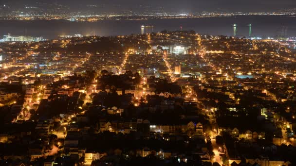 San Francisco City Grids Time Lapse Van Twin Peaks Night — Stockvideo